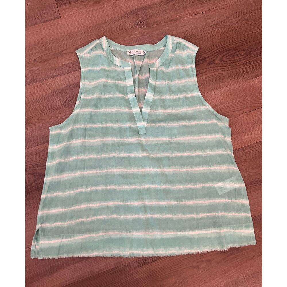 Carve Designs Organic Cotton Turquoise & White Tie-dye Stripe Top